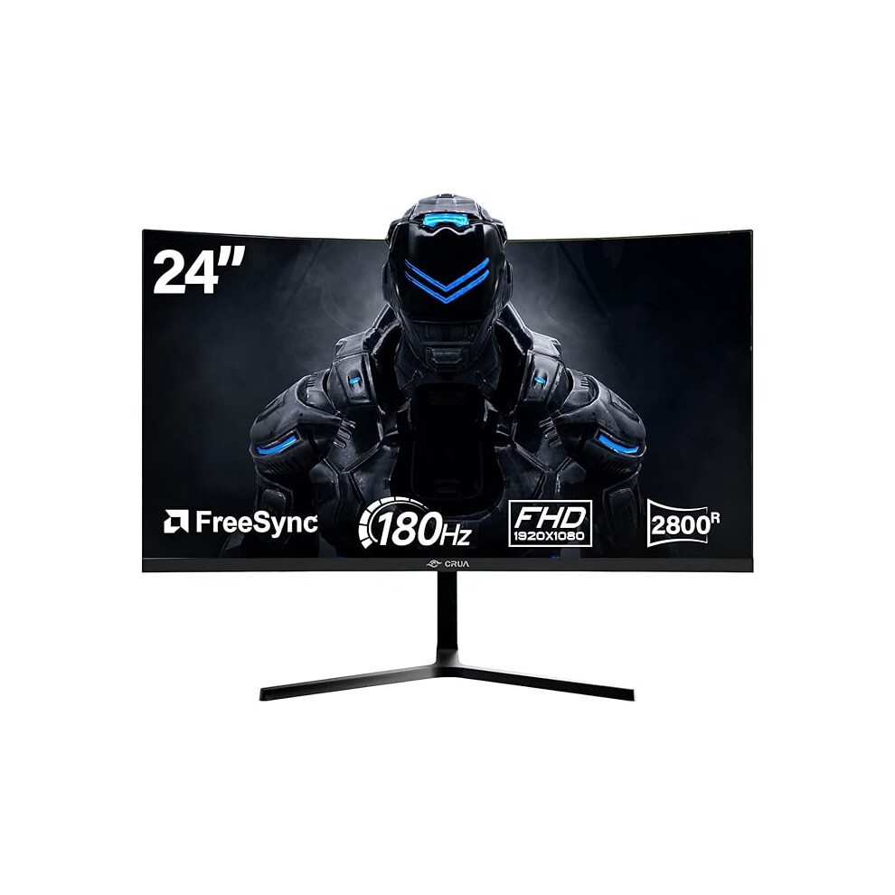 CRUA 24 Inch 180Hz,Curved Gaming Monitor, FHD 1080P, Frameless Design