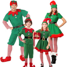 (Garçons, 3-4 ans) Costume de lutin de Noël – Robe verte de lutin – Tenues assorties pour enfants et adultes, cosplay, cadeaux de Noël