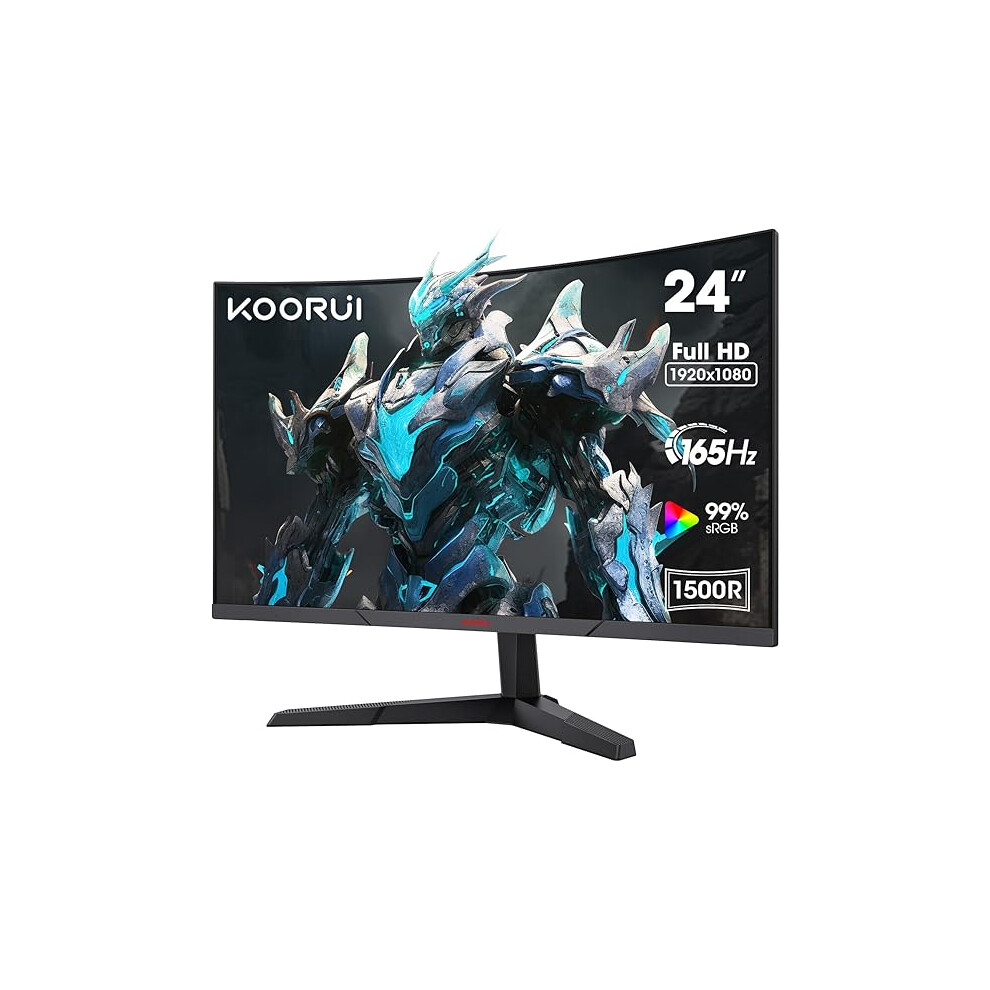 24 Inch Gaming Monitor -FHD 1080P Curved Monitor 165Hz VA 1ms 1500R PC Monitors with Adaptive Sync, HDMI X2 /DP, VESA Compatible, Tilt Adjustable