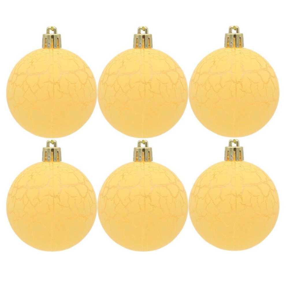 6Pcs Decoration Christmas Ball Ornament Crack Xmas Tree Hanging Holiday Party-yellow-8cm