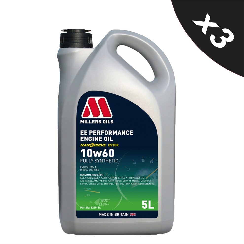 Millers Oils Ee Performance 10W60 Fully Synthetic Engine Oil 3X5l 5056820504193