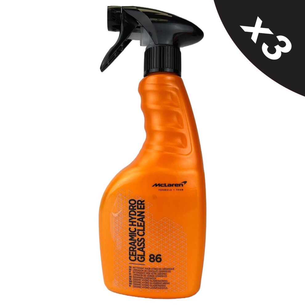 Mclaren Ceramic Glass Clean & Protect Streak Free Rain Repellent Car Shine 3X500ml 5056820515663