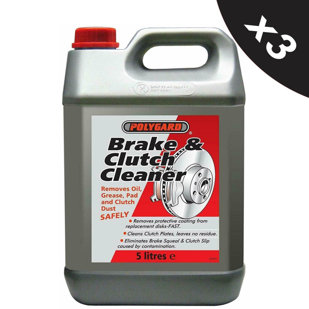 Brake & Clutch Cleaner Removes Oil Grease Dust Pats Degreaser Polygard 3X5l 5056820516240