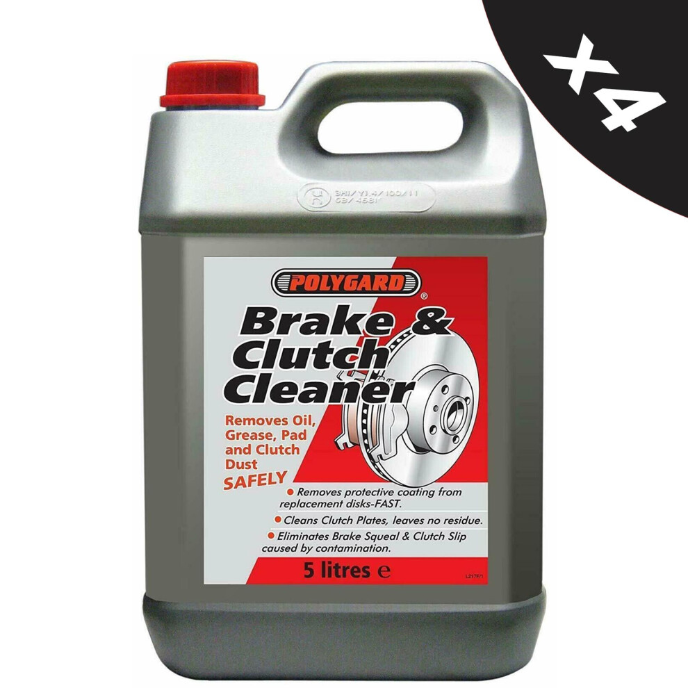 Brake & Clutch Cleaner Removes Oil Grease Dust Pats Degreaser Polygard 4X5l 5056820516257