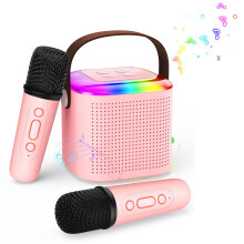 Mini karaoke stroj pre deti a dospelých s prenosným Bluetooth 5.3 reproduktorom karaoke stroj s 2 bezdrôtovými mikrofónmi pre Fe