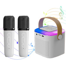 Karaoke stroj pre deti a dospelých Mini Karaoke Bluetooth reproduktor na spievanie s 2 bezdrôtovými mikrofónmi a 7 farebnými svetlami B