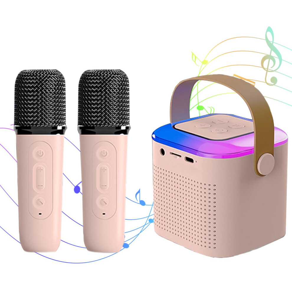 Chronus Karaoke Machine for Kids and Adults, Mini Karaoke Bluetooth Microphone Singing Speaker with 2 Wireless Microphones and 7 Color Lights, Toys