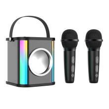 Prenosný karaoke stroj Mini Bluetooth Karaoke reproduktor s 2 mikrofónmi a farebnými svetlami Vhodné pre dospelých a deti Pr