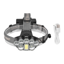 LED Headlight USB Charging Super Bright Headlamp Light for Camping Working Hiking FishingHeadlight + USB Cable(Black)