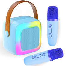 Prenosný karaoke stroj pre dospelých a deti Mini Bluetooth Karoke reproduktor s 2 bezdrôtovými mikrofónmi a RGB svetlom pre domácu televíziu