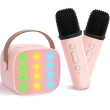 Karaoke stroj pre deti a dospelých Mini prenosný Bluetooth reproduktor s 2 bezdrôtovými mikrofónmi s podporou TF Card Speaker