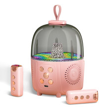 Karaoke portátil con Bluetooth y dos micrófonos inalámbricos para niños y niñas, con coro inalámbrico, luz ambiental y sonido estéreo 3D.