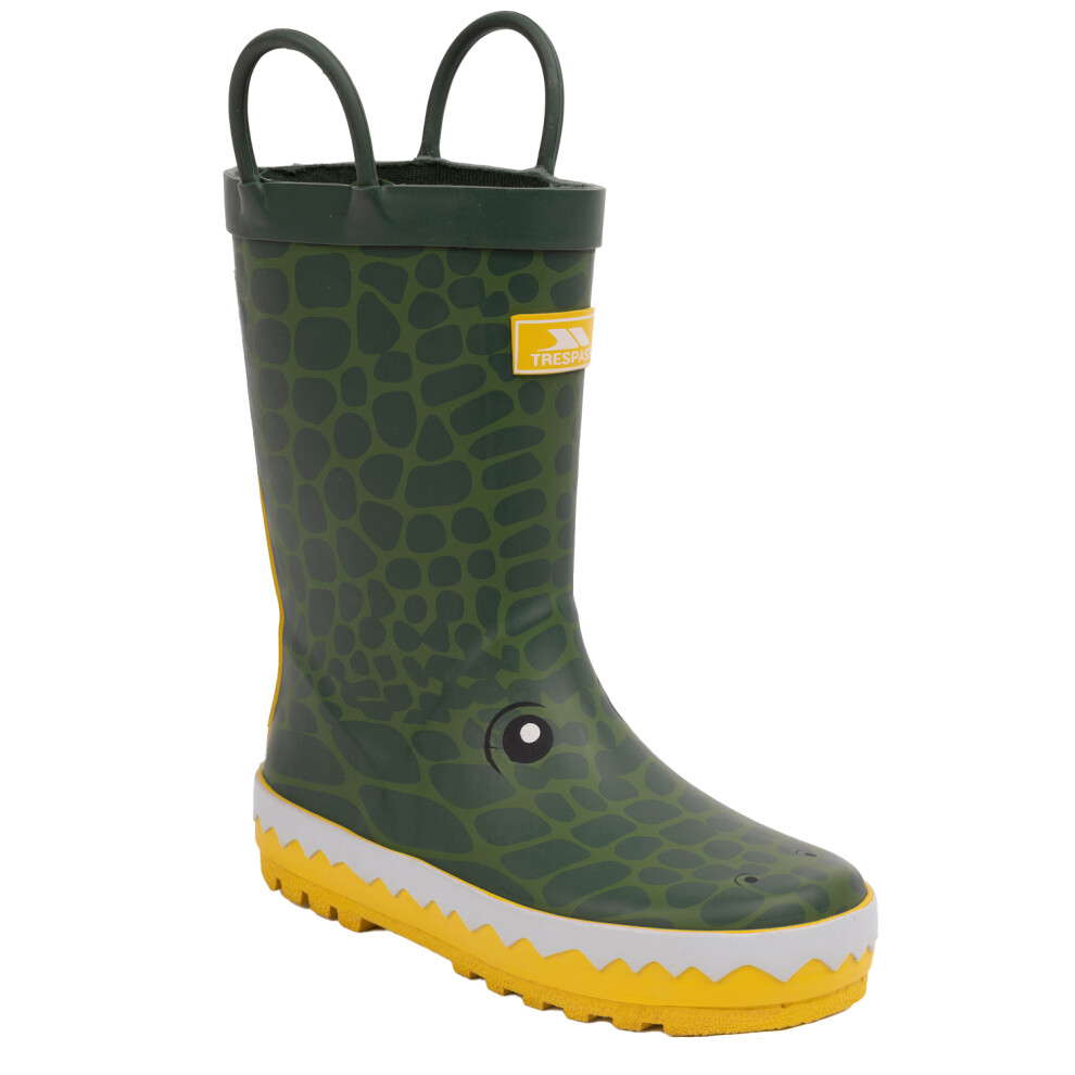 (7 UK Child, Green/Yellow) Trespass Childrens/Kids Crocodile Wellington Boots