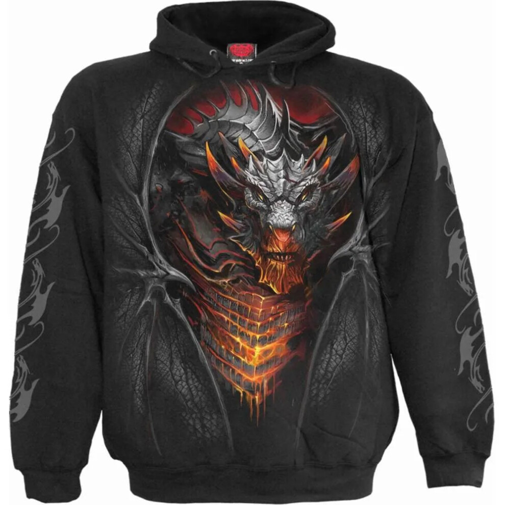 (4XL, Black) Spiral Direct Unisex Adult Draconis Hoodie