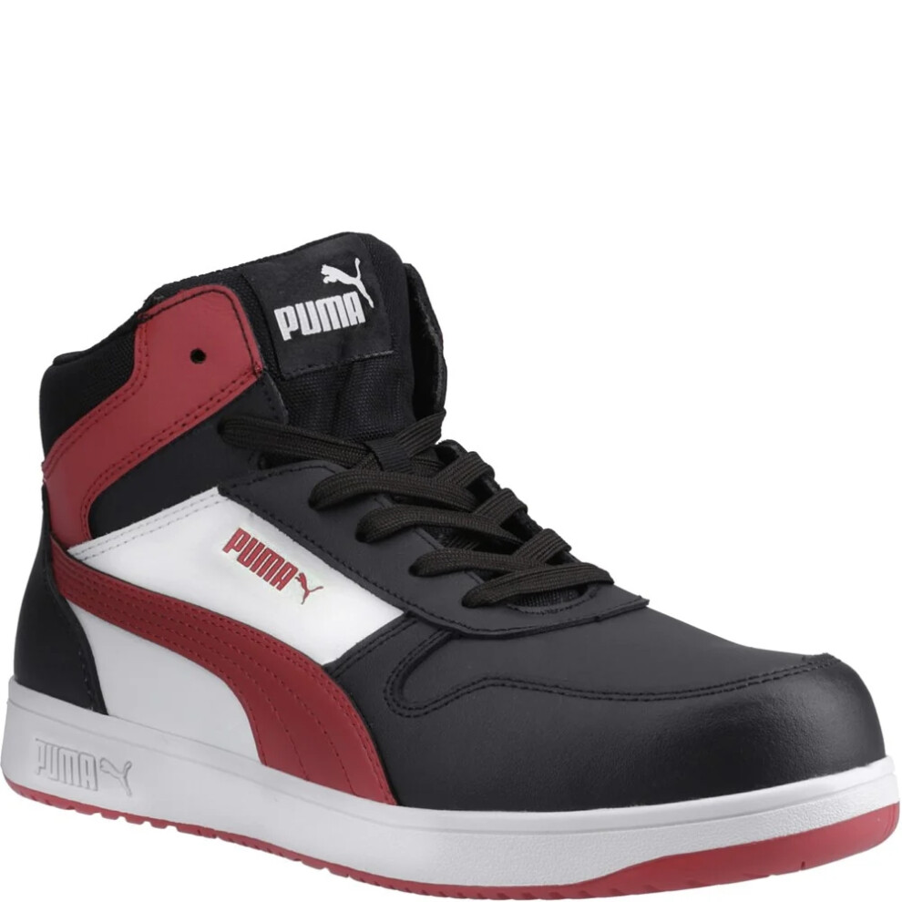 (6 UK, Black/Red) Puma Safety Mens Frontcourt Leather Shoes