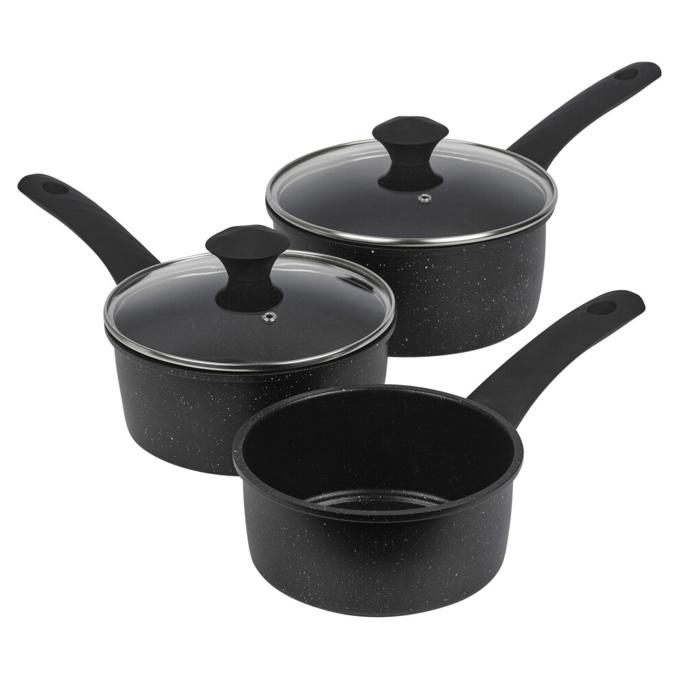 3x Saucepans Set Forged Carbon Steel Induction Base Cooking Set