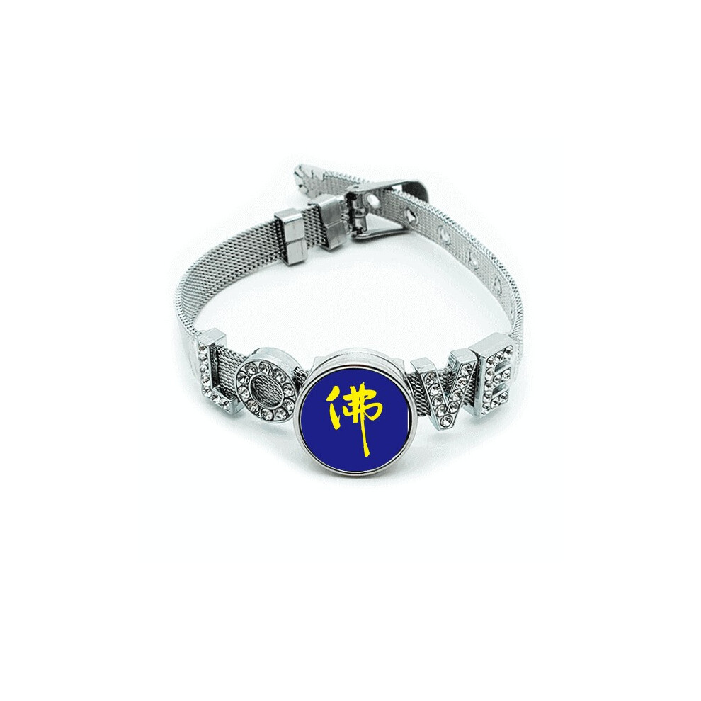 Photos - Bracelet Blessing Word Meditation Western Mentality  Wristband Crystal Love Adjustable Bangle