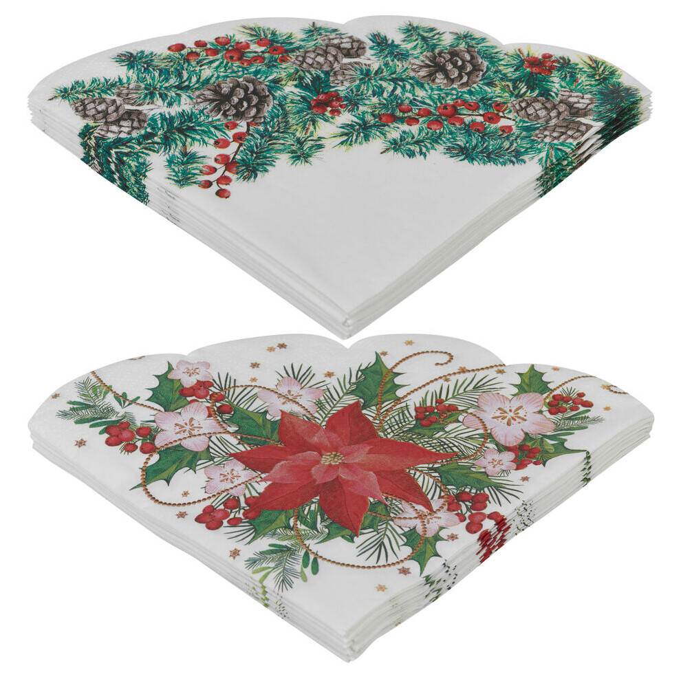 (Mix Pack of 24) Christmas Novelty Napkins Table Floral Mix Pack