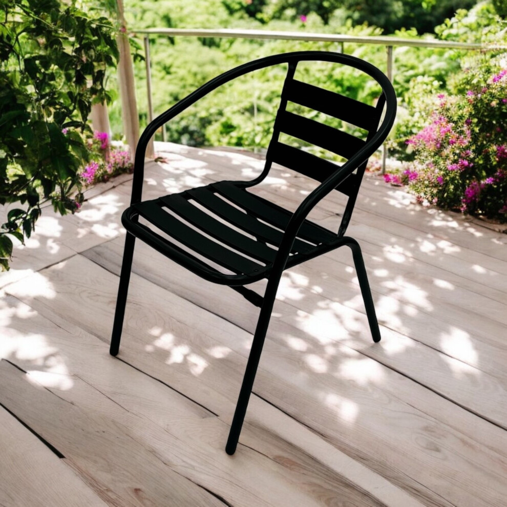 Black Metal Bistro Chairs, Steel Patio Chairs, Black Garden Chairs