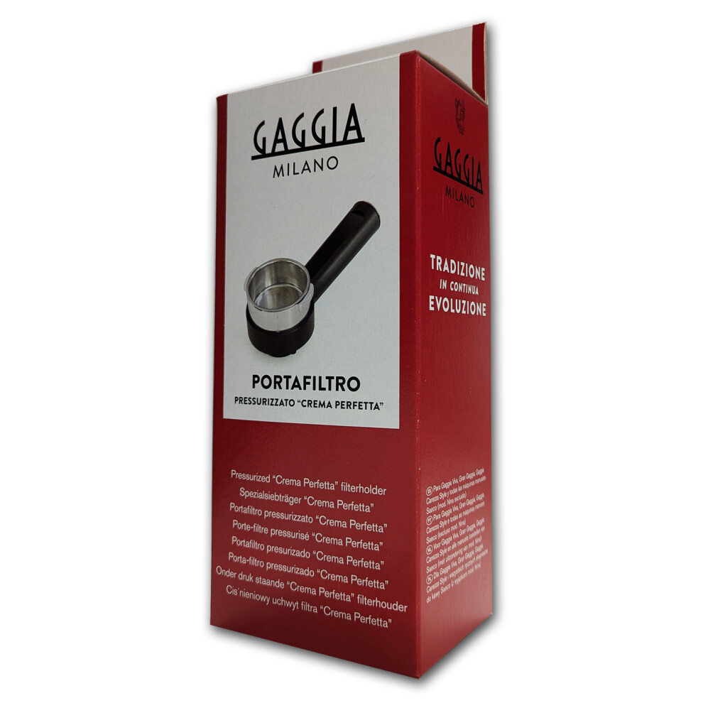 Gaggia Perfect Crema Pressurised Filterholder with silver cap - Black and Steel