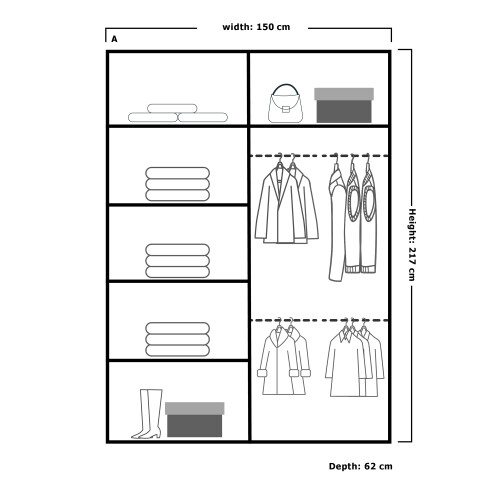 MN Furniture (Black , 150 cm ) Stylish Sliding wardrobe with Curved Mirror 2