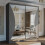 MN Furniture (Grey , 150 cm ) Stylish Sliding wardrobe with Curved Mirror 1