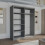 MN Furniture (Grey , 150 cm ) Stylish Sliding wardrobe with Curved Mirror 2