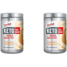 (320 g (Pack of 2)) SlimFast Advanced Keto Fuel Shake for Keto Lifestyle, Creamy Vanilla Flavour, 10 Servings, 320g
