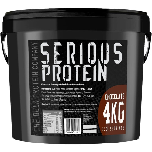 (Chocolate) SERIOUS PROTEIN Protein Powder 4kg Low Carb Supports Lean Muscle Growth