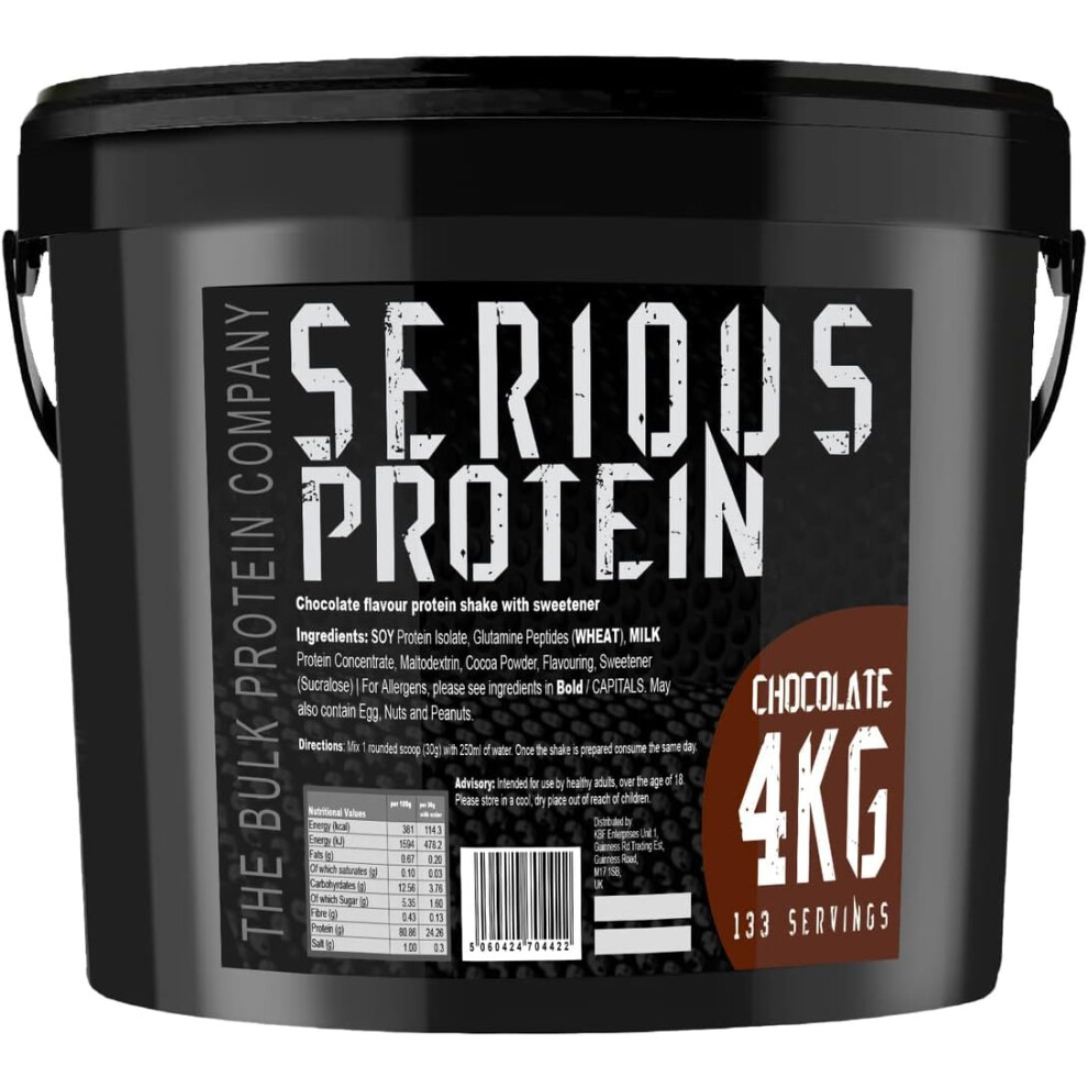 The Bulk Protein Company (Chocolate) Serious Protein Protein Powder 4Kg Low Carb Supports Lean Muscle Growth