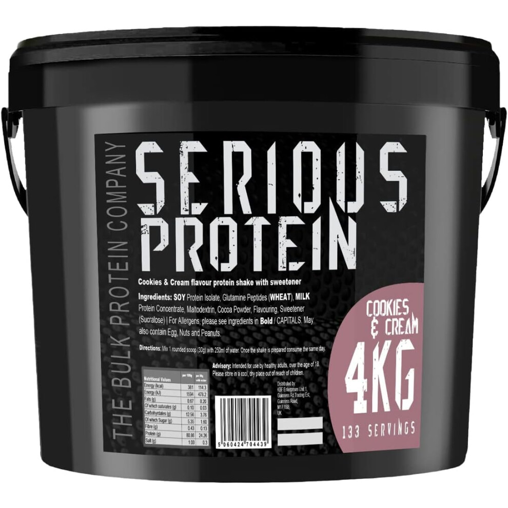 The Bulk Protein Company Cream (Cookies & ) Serious Protein Protein Powder 4Kg Low Carb Supports Lean Muscle Growth