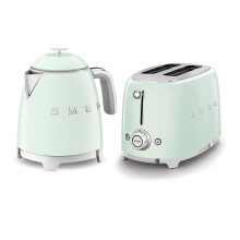 Smeg 50's Style Retro Range Breakfast Set, Mini Kettle 0.8L 1.4Kw and 2-Slice 950W Toaster, Pastel Green