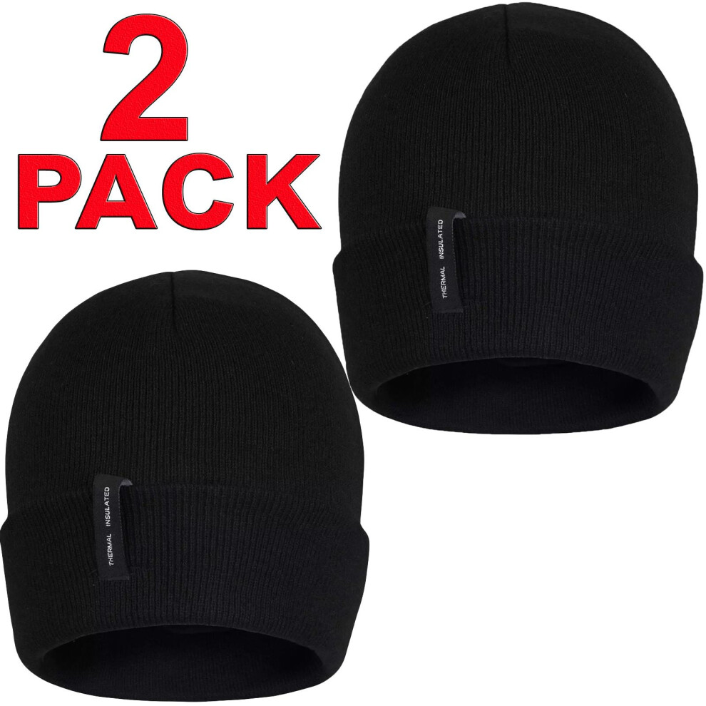 2Pack Men Knitted Hat Woolly Ultimate Heat Women Thermal Insulated Cap