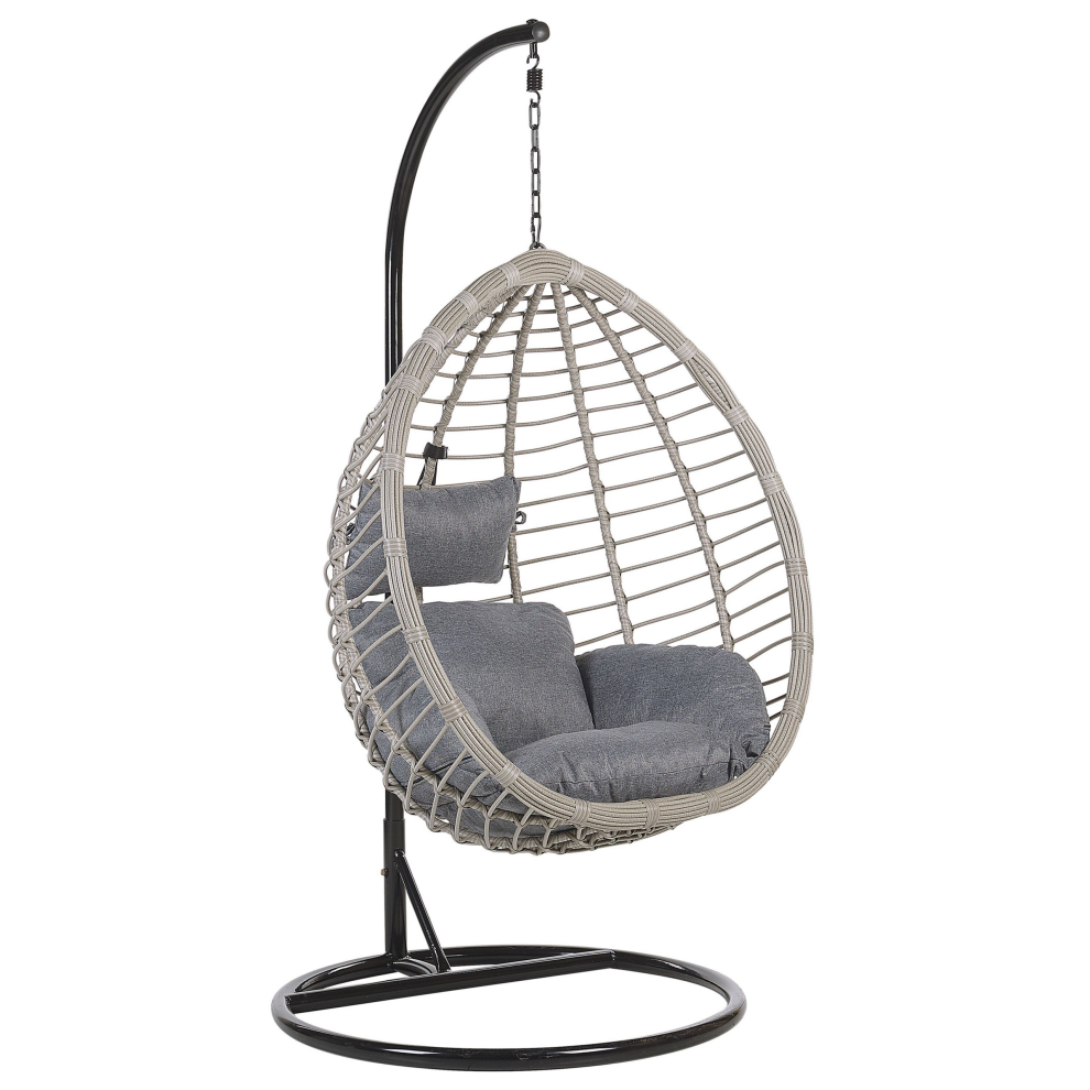 Hanging Chair with Stand TOLLO PE Rattan Grey