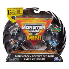 Monster Jam Mini Monster Trucks 1:87 Die-Cast 5-Pack - Megalodon, Dragon, Zombie, Horse Power & Mystery Truck