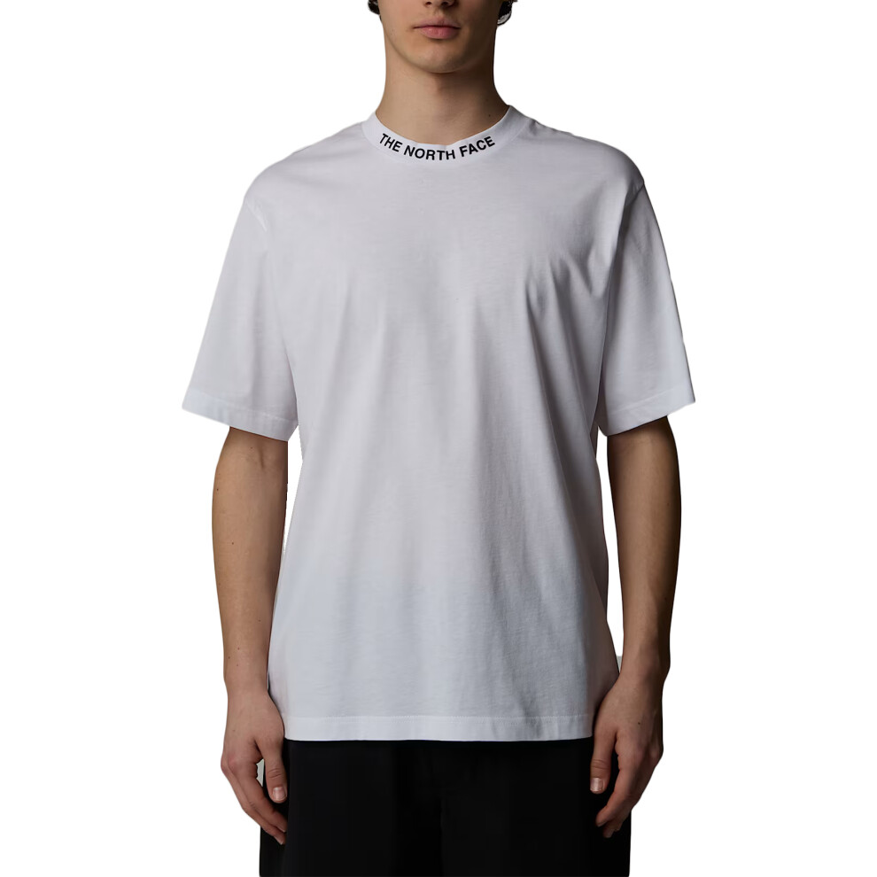 The North Face, Tops, male, White, XL, White Zumu Jacquard Ribbed Collar T-shirt