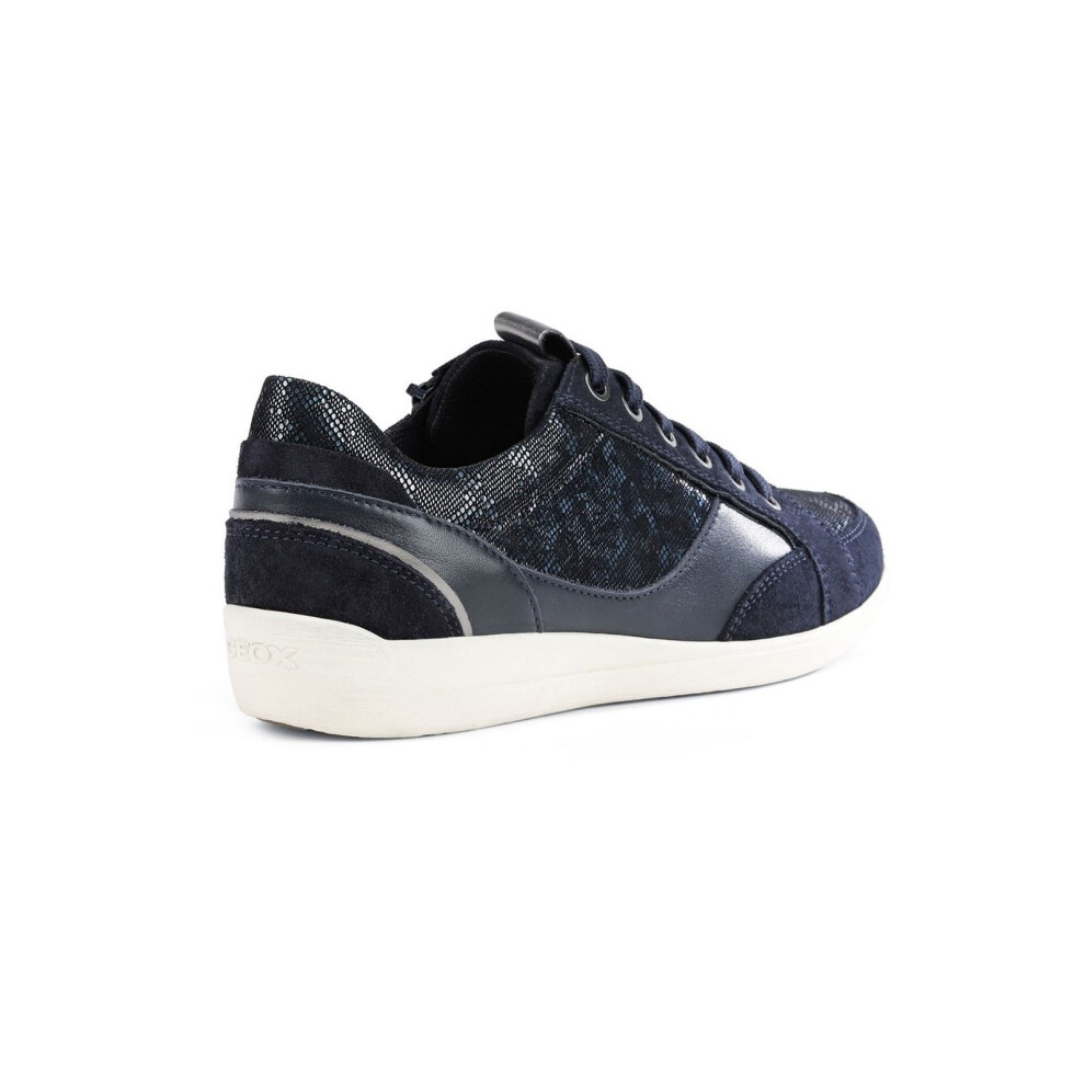 (Blue, 4 (Adults')) Geox Myria Leather Women's Navy/Blue Trainers