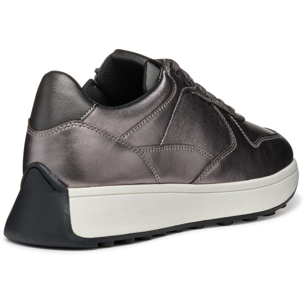 Geox (, 6 (Adults')) D Amabel A Leather Women's Gun Trainers Silver