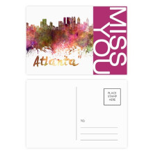 Atlanta America City Watercolor Miss Postcard Set Thanks Card Mailing Side 20pcs