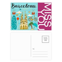 Barcelona Spanish Sagrada Falia Miss Postcard Set Thanks Card Mailing Side 20pcs