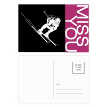 Black Sport Skiing Pattern Illustration Miss Postcard Set Thanks Card Mailing Side 20pcs