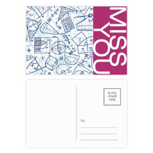 Blue Hand Painted Math Ruler Calculator Illustration Miss Postcard Set Thanks Card Mailing Side 20pcs