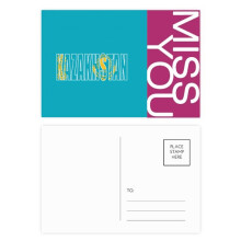 Kazakhstan Country Flag Name Miss Postcard Set Thanks Card Mailing Side 20pcs