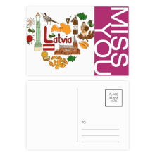 Latvia Love Heart Landscap National Flag Miss Postcard Set Thanks Card Mailing Side 20pcs