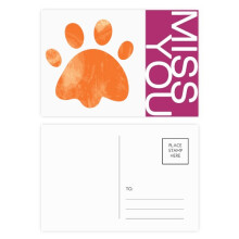 orange print cat footprint animal miss postcard set thanks card mailing side 20pcs