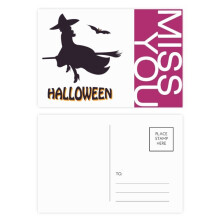 Witches Ride Broomsticks Bat Halloween Miss Postcard Set Thanks Card Mailing Side 20pcs