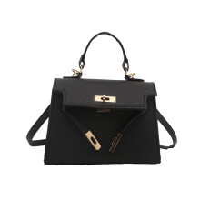 (Black) Contemporary Synthetic Leather Kelly Bag For Women With Single Shoulder Strap For Everyday Style