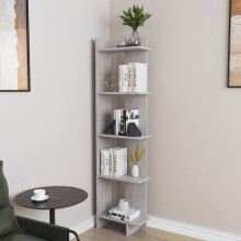 5 Tier Regin Wood Corner Bookcase Modern Unit Book shelf