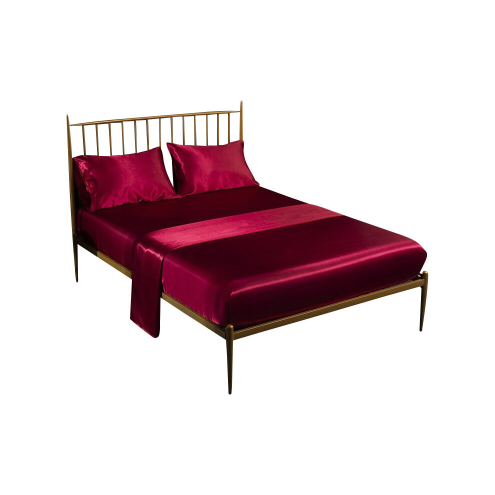 Fitted Sheet Twin Size Winered Luxury Silky Set With Pillow Cases Sheets-image-OPC-PFJR2ZP-NEW