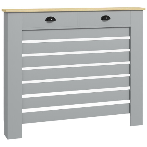 Homcom HOMCOM Radiator Cover with Drawer, Horizontal Slat, 111cm, Grey